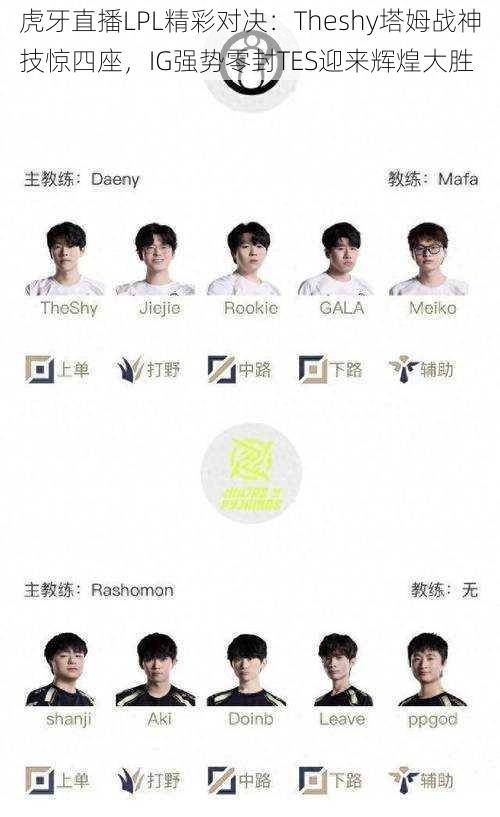 虎牙直播LPL精彩对决：Theshy塔姆战神技惊四座，IG强势零封TES迎来辉煌大胜