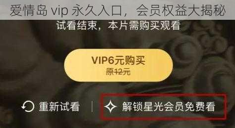 爱情岛 vip 永久入口，会员权益大揭秘