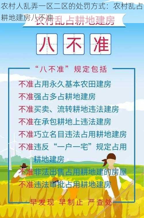 农村人乱弄一区二区的处罚方式：农村乱占耕地建房八不准